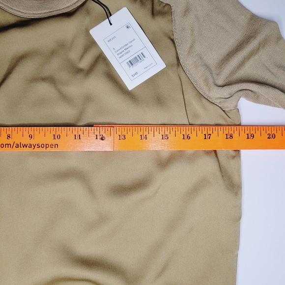 Theory Project Silk Georgette Combo Sweater Women's Small Camel Long Sleeve Flaw - Picture 4 of 11